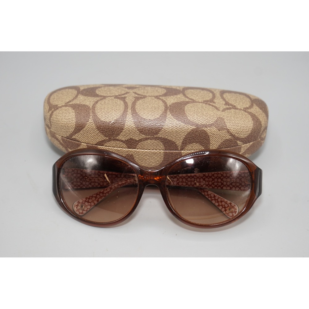 Coach Cecily S758A Brown Butterfly Logo Oval Sunglasses with Signature Case